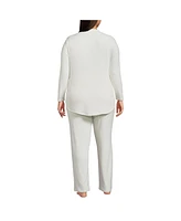 Lands' End Plus Cozy 2 Piece Pajama Set - Long Sleeve Top and Pants