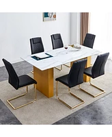 Streamdale Furniture Table and chair set.Large modern rectangular table with 0.4 inch patterned glass tabletop and large Mdf table legs.Comes with c