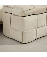 Storage Ottoman, Bedroom End Bench, Upholstered Fabric Storage Ottoman with Safety Hinge, Entryway Padded Footstool, Ottoman Bench for Living Room & B