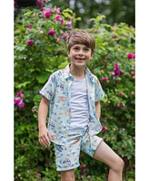 Bluey Toddler Boys Hawaiian Button Down Shirt and Shorts