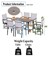 7 Piece Outdoor Patio Set/ Weather Resistance/ Wood Plastic Component/ Wpc/ Swivel Chairs/ Al Fresco Dining Set/ Outdoor Dining Set/ Dining Table Set/