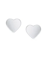 Bling Jewelry Simple Plain Initial Heart Shape Stud Earrings .925 Sterling Silver