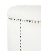 Luxurious Velvet Ottoman with Studded Rim for Comfort and Style
