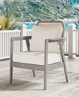 Outdoor Acacia Wood Patio Club Chair, Patio Furniture, Waterproof Thick Cushion Deep Seating for Porch, Garden, Backyard, Balcony, Weight Capacity 400