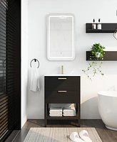Freestanding 30" Bathroom Vanity with Golden Handle and Ceramic Sink