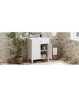 Streamdale Furniture 30-inch bathroom vanity with ceramic basin, soft close door and adjustable shelves