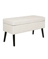 Simplie Fun Storage Bench with Storage Bench for Bedroom End of Bed Bench Foot of Bed Bench Entryway Bench Storage Ottoman Bench 43.3" W x 17.7" White