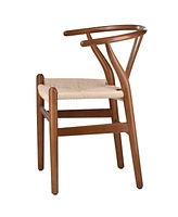 Streamdale Furniture Wishbone Chairs for Dining Room, Soild Wood Weave Dining Chair, Armchair, Fully Assembled, Set of 2