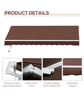 Streamdale Furniture 12' x 8' Retractable Awning Patio Awnings Sun Shade Shelter with Manual Crank Handle