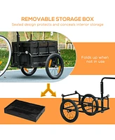 Bike Cargo Trailer, Bicycle Trailer Wagon Cart with Removable Storage Box, Quick Release 16" Wheels and Safe Reflectors, No Bottom