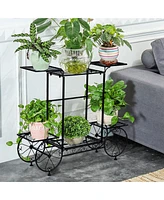 Unho Garden Wrought Iron Plant Stand 6 Tiers Flower Pots Display Rack Home Garden Decor