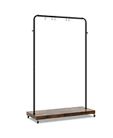 Sugift Rolling Garment Rack with Hanging Hooks and Bottom Storage Shelf