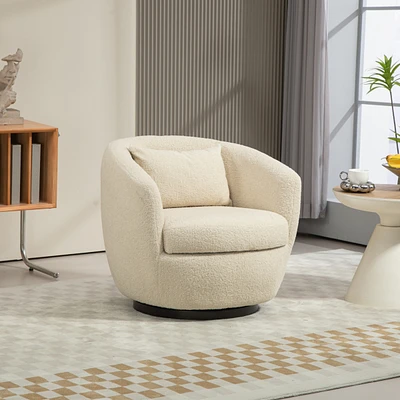 Streamdale Furniture Upholstered Swivel Barrel Armchair with Storage Modern Living Room Side Chair for Bedroom/Office/Reading Spaces