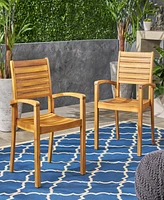 Miguel Coastal Acacia Wood Stackable Dining Chairs (Set Of 2)
