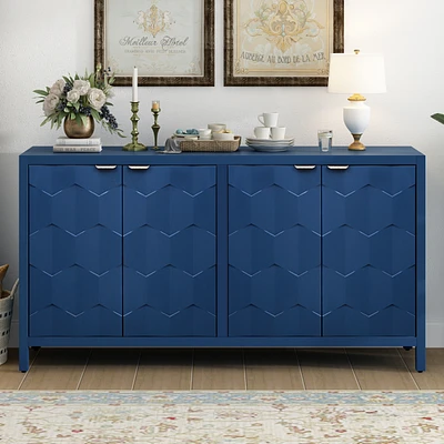 Streamdale Furniture Luxurious Four-Door Sideboard with Honeycomb Patterned Doors, Offering Ample Storage for Study, Entrance and Living Room