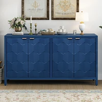 Streamdale Furniture Luxurious Four-Door Sideboard with Honeycomb Patterned Doors, Offering Ample Storage for Study, Entrance and Living Room