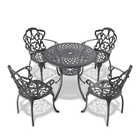 Simplie Fun (Cushions In Random Colors)5-Piece Set Of Cast Aluminum Patio Furniture With Cushions