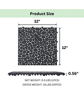 12 x 12 Inch Black Interlocking Deck Tiles Plastic Waterproof Outdoor All Weather Anti-slip Bathroom Shower Balcony Porch Strong Weight Capacity Upto