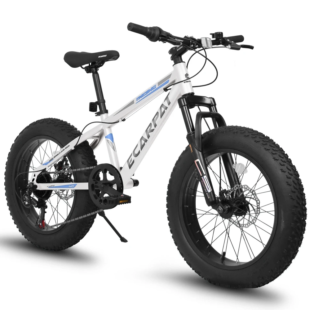 Streamdale Furniture 20 inch Fat Tire Bike Adult/Teen Full Shimano 7 Speed Mountain Bike, Dual Disc Brakes, High Carbon Steel Frame, Front Suspension,