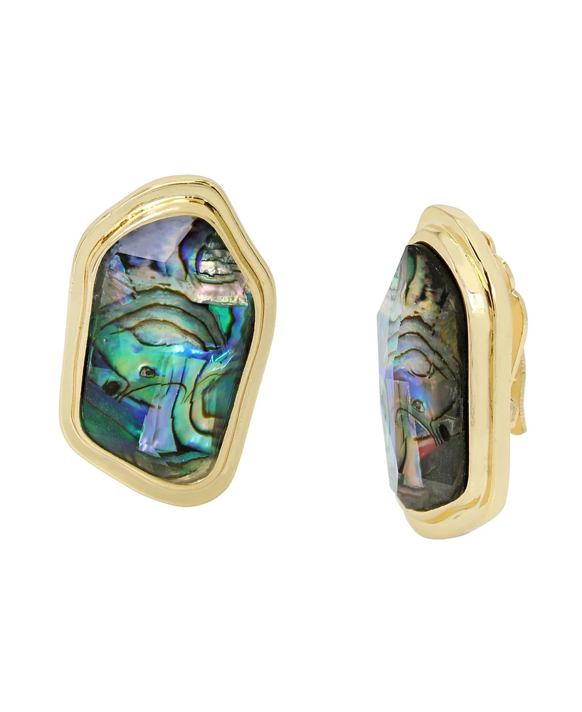 Robert Lee Morris Soho Abalone Molten Statement Button Clip-On Earrings