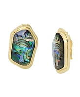 Robert Lee Morris Soho Abalone Molten Statement Button Clip-On Earrings