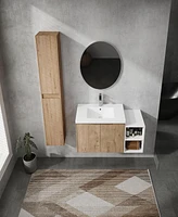 42" Wall-Mounted Bathroom Vanity With Sink and Side Cabinet, Soft Close Doors