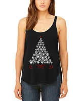 La Pop Art Women's Paw Christmas Tree Premium Word Flowy Tank Top