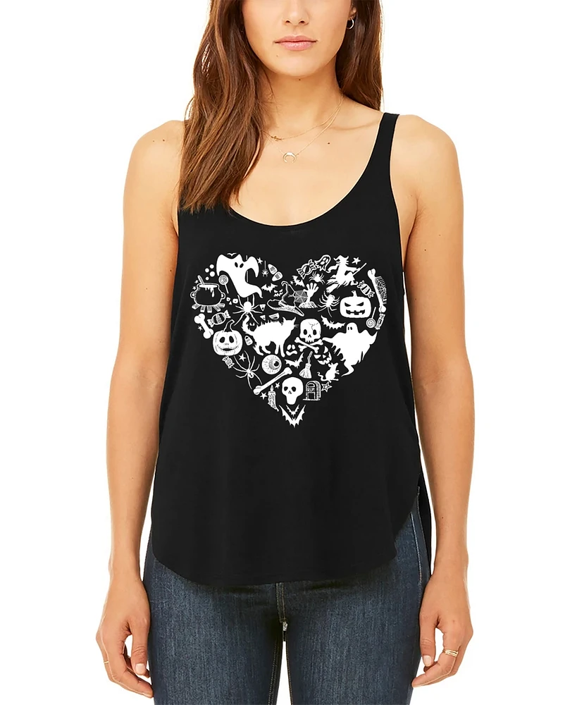 La Pop Art Women's Halloween Heart Premium Flowy Tank Top