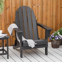 Simplie Fun Folding Adirondack Chair, Hdpe Fire Pit Chair, Weather Resistant Outdoor Chair for Patio, Garden, Backyard, Lawn, Black