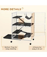 50" H 5-Tier Small Animal Cage, Ferret Cage, Large Chinchilla Cage with Hammock Accessory Heavy-Duty Steel Wire, Small Animal Habitat with 4 Door