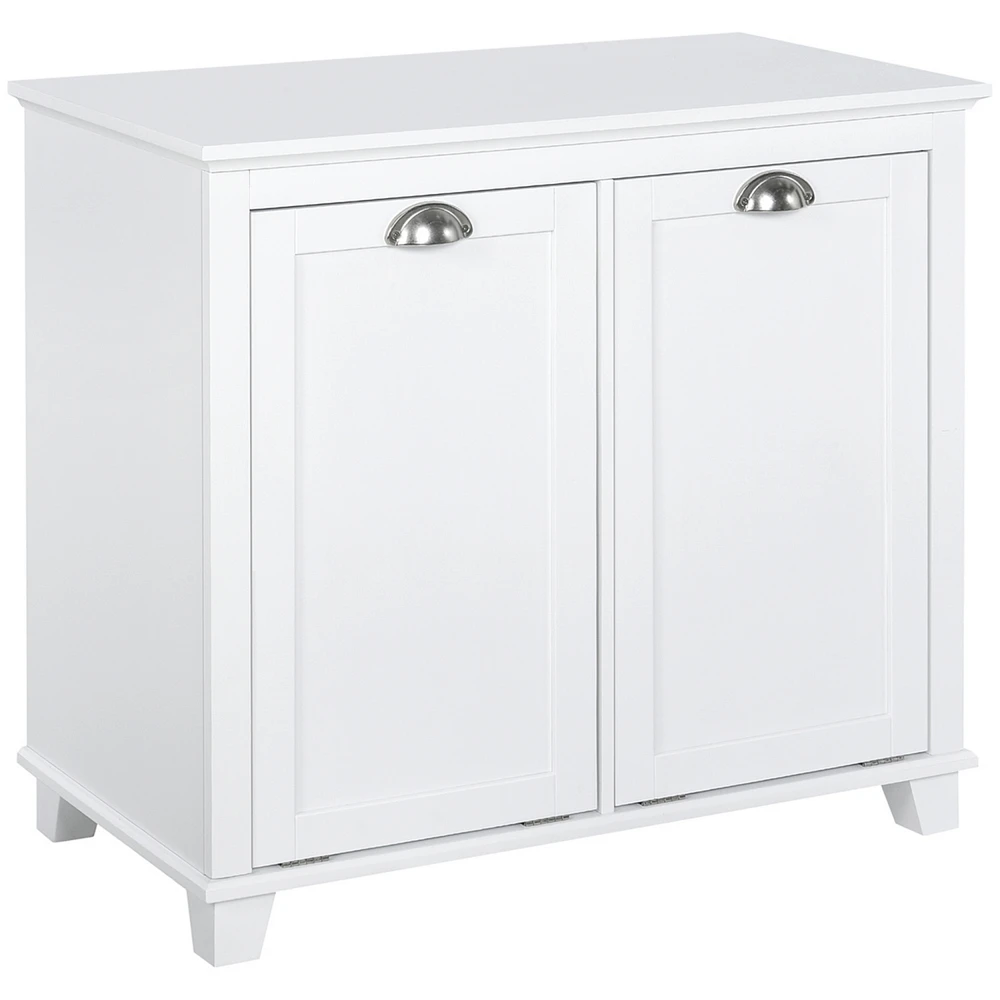 Tilt-Out Laundry Sorter Bathroom Cabinet, White