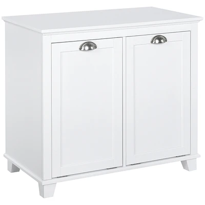 Tilt-Out Laundry Sorter Bathroom Cabinet, White