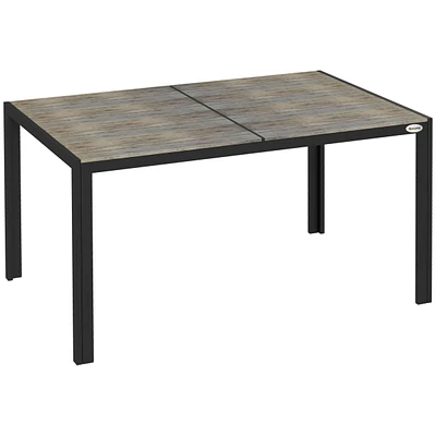 Streamdale Furniture Outdoor Dining Table for 6 People, Aluminum Rectangular Patio Table with Faux Wood Tabletop for Backyard, Lawn, Balcony, Poolside