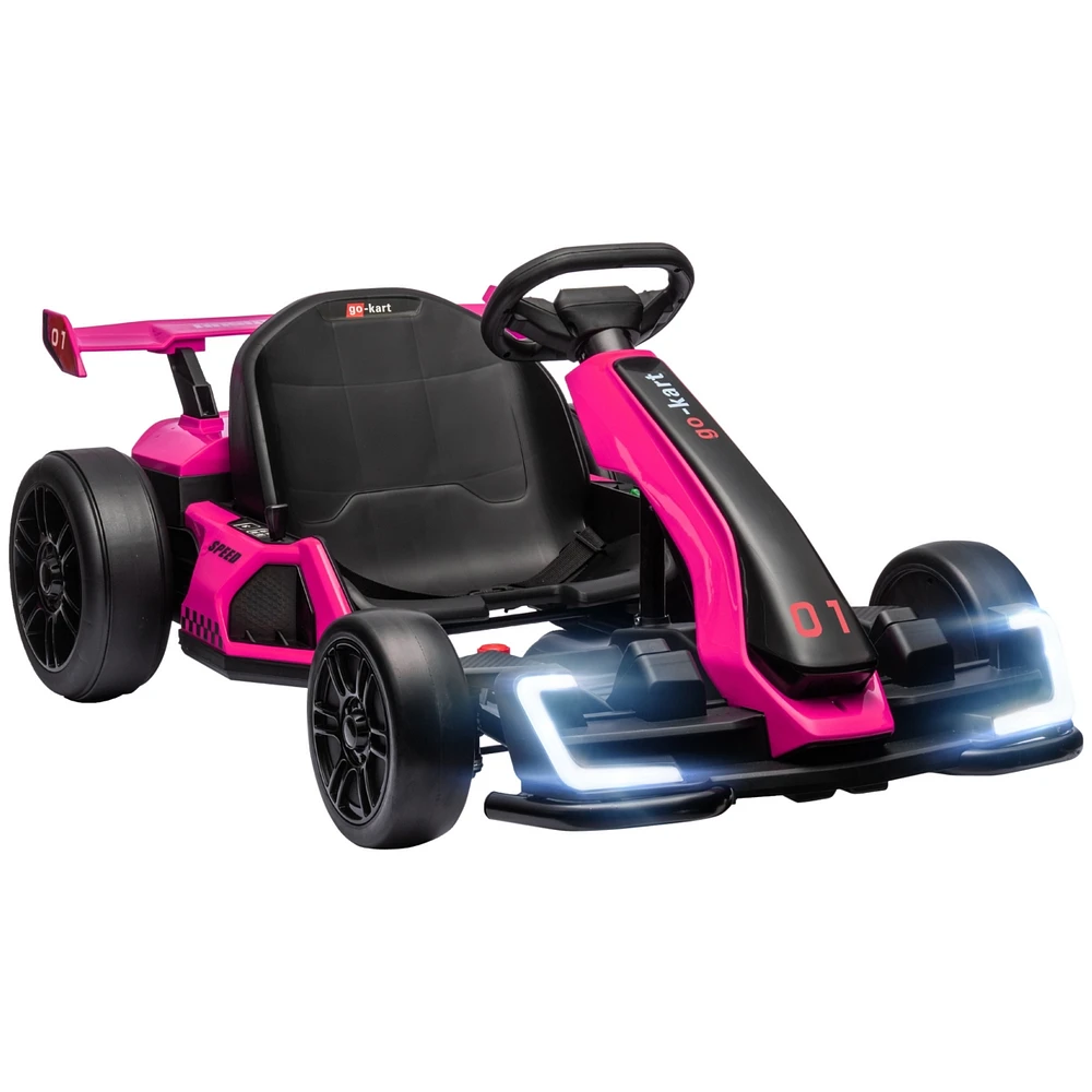 Streamdale Furniture 24V 7.5 Mph Electric Go Kart with Adjustable Seat, Drifting Car Battery Powered Ride on Toy Outdoor with Slow Start, Button Start