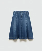 Mango Women's Contrast Seams Denim Skirt