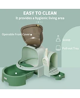 Streamdale Furniture Cat Litter Box with Lid, Covered Litter Box, Easy to Clean & Open Including Openable Front Cover, Litter Scoop, Green