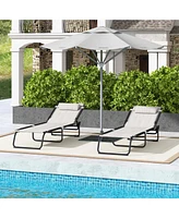 Streamdale Furniture 2-Pack Folding Chaise Lounge Chairs with Breathable Mesh and Adjustable Backrest