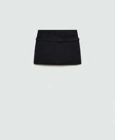 Mango Women's Decorative Belt Tweed Mini Skirt