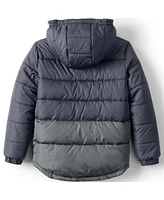 Lands' End Boys Reversible Fleece Puffer Hooded Jacket