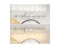 gaomon 6 Light Brushed Nickel Bathroom Light Fixtures, Vanity Lights Crystal Bubble Glass Dimmable 3 Color Temperatures Modern Bathroom Wall Sconce fo