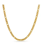 Bling Jewelry Medium Figaro Chain Necklace Link Gold Tone Stainless Steel 7MM