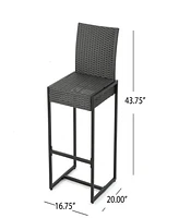 Streamdale Furniture Elegant Outdoor Wicker Barstools With Durable Iron Frame