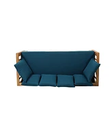 Rustic Acacia Wood Expandable Daybed With Water-Resistant Cushions