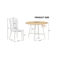 Table and chair set, Mdf desktop, white metal table legs, stable and beautiful, suitable for most styles of home. Modern simple dining table, comforta