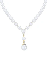 Grown With Love Cultured Freshwater Pearl (6-10mm) & Lab Grown Diamond (3/8 ct. t.w.) Lariat Necklace in 14k Gold, 16" + 2" extender