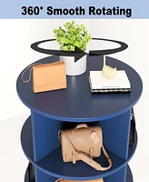 Streamdale Furniture Blue 360 Rotating shoe cabinet 6 layers