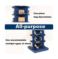 Streamdale Furniture Blue 360 Rotating shoe cabinet 6 layers