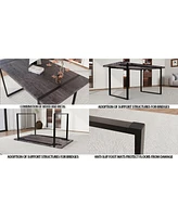 Streamdale Furniture 59" Rural Industrial Rectangular Mdf Black Dining Table Set and Pu Armless Dining Chair Set