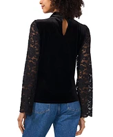 Vince Camuto Women's Velvet Mock-Neck Lace-Sleeve Top