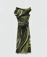 Mango Women's Draped Detail Printed Dress